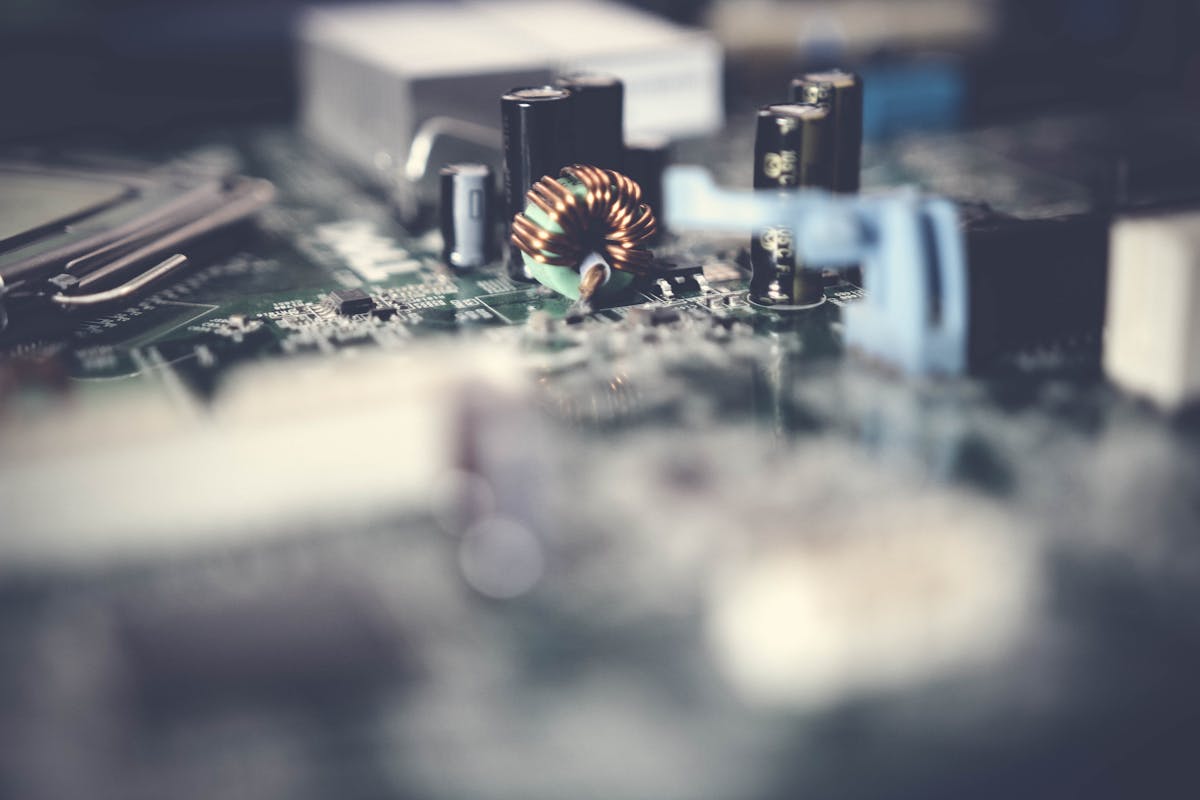 Close-up of an electronic circuit board with components
